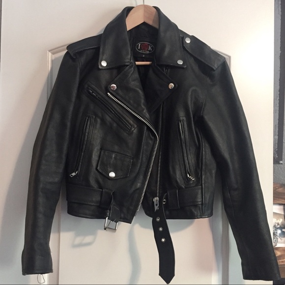 Jackets & Blazers - Womens Black Genuine Leather Biker Moto Jacket